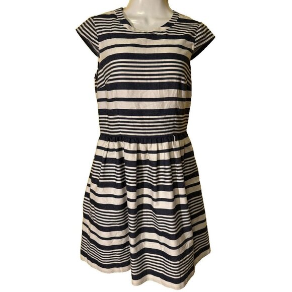 Betsy Johnson Dress Size 6 100% Cotton Stripes Cap Sleeve - Picture 1 of 6